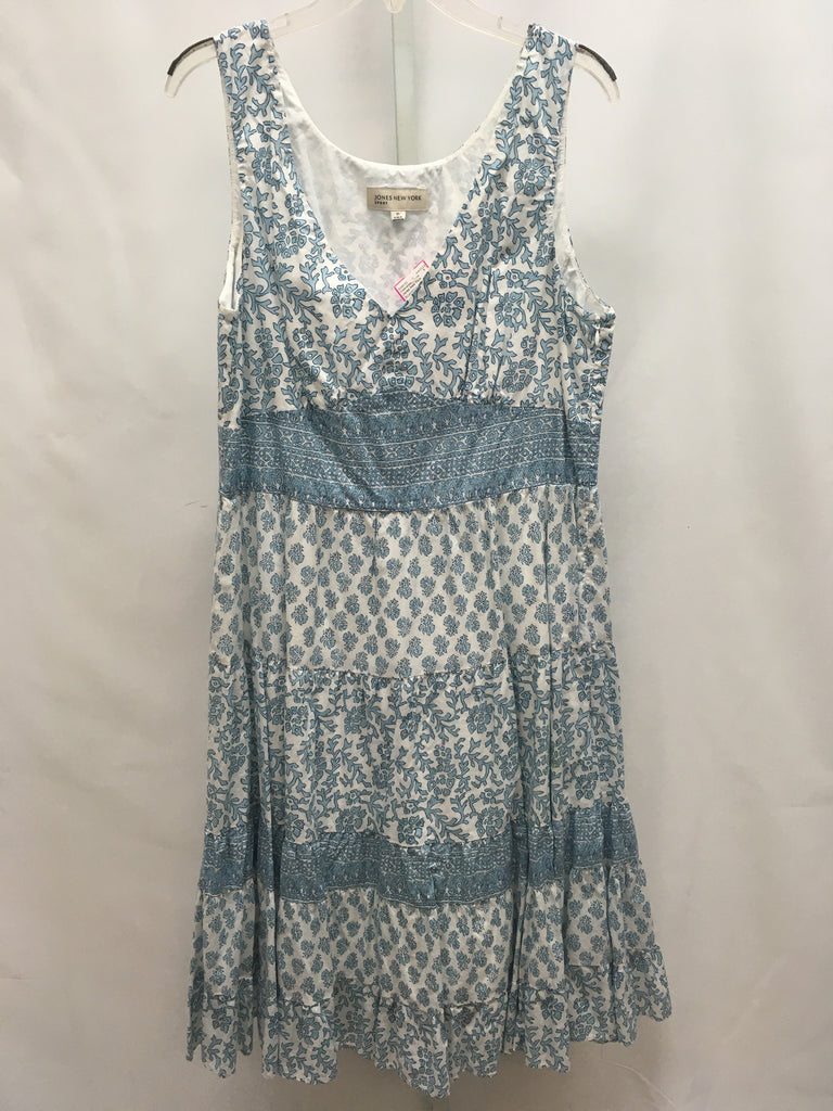 Size 14 Jones New York Blue/White Sleeveless Dress