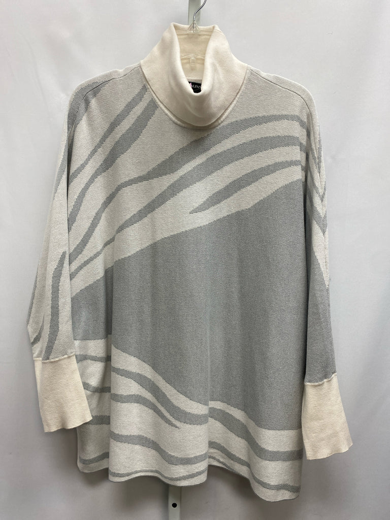 Alfani Size Medium Gray/Cream Long Sleeve Sweater