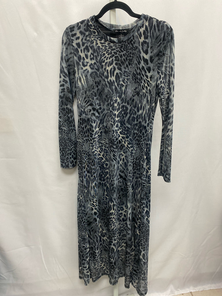 Size Medium Gray Animal Long Sleeve Dress