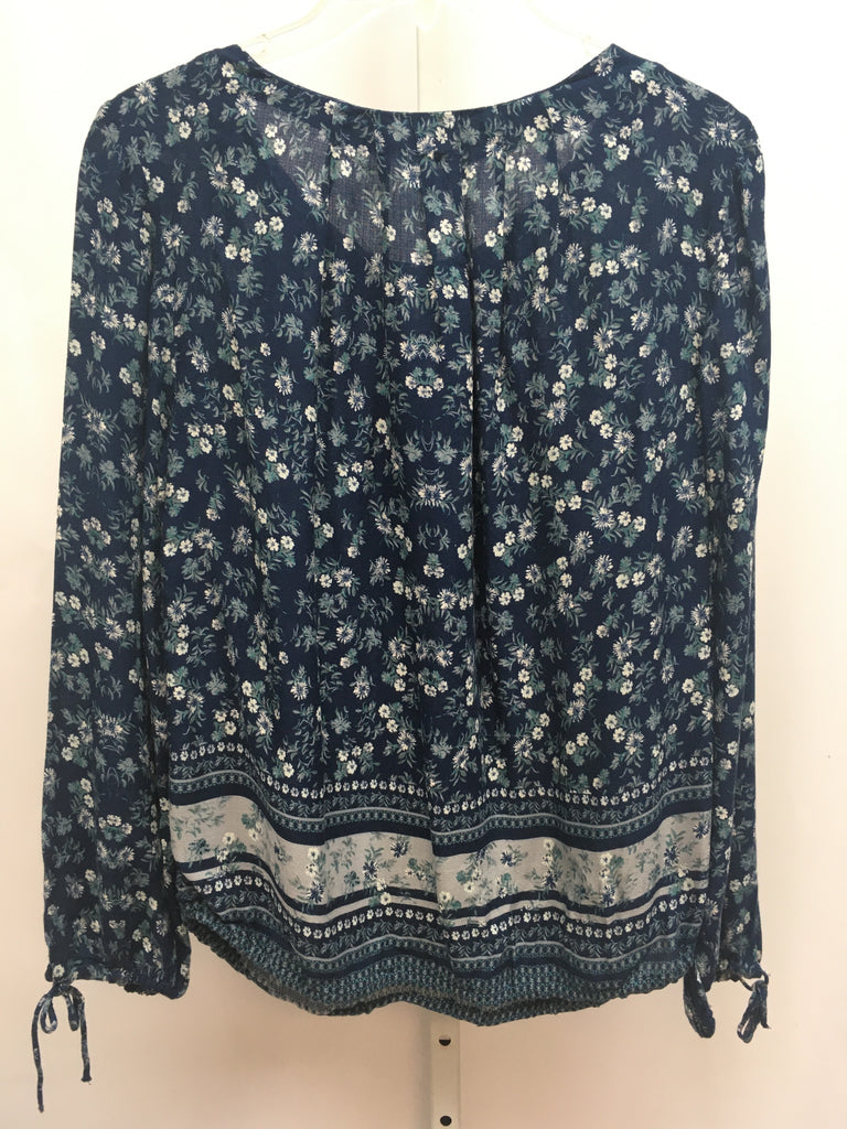 Lucky Brand Size Small Blue Floral Long Sleeve Top