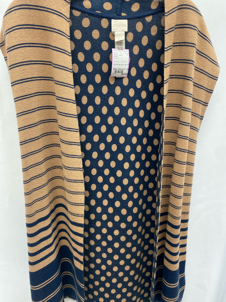 Chico's Size Chico's 1 (Medium) Tan/Blue Vest/Top