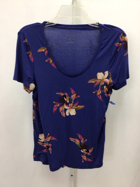 a new day Size XS Blue Floral Short Sleeve Top