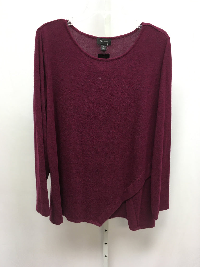 AB studio Size XXL Burgundy Long Sleeve Top