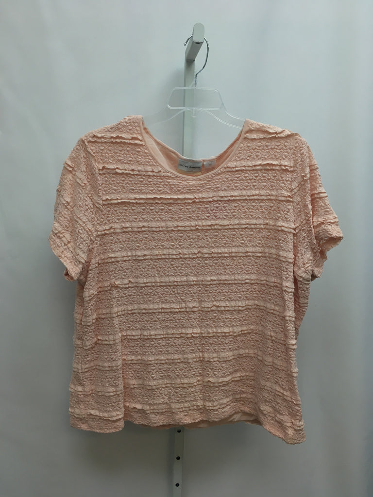 Alfred Dunner Size 2X Peach Floral Short Sleeve Top