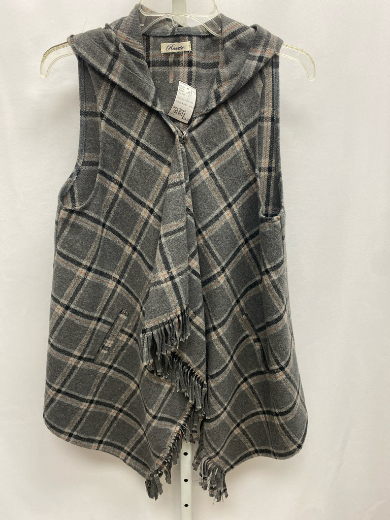 Rosette Size Small Gray Plaid Vest/Top