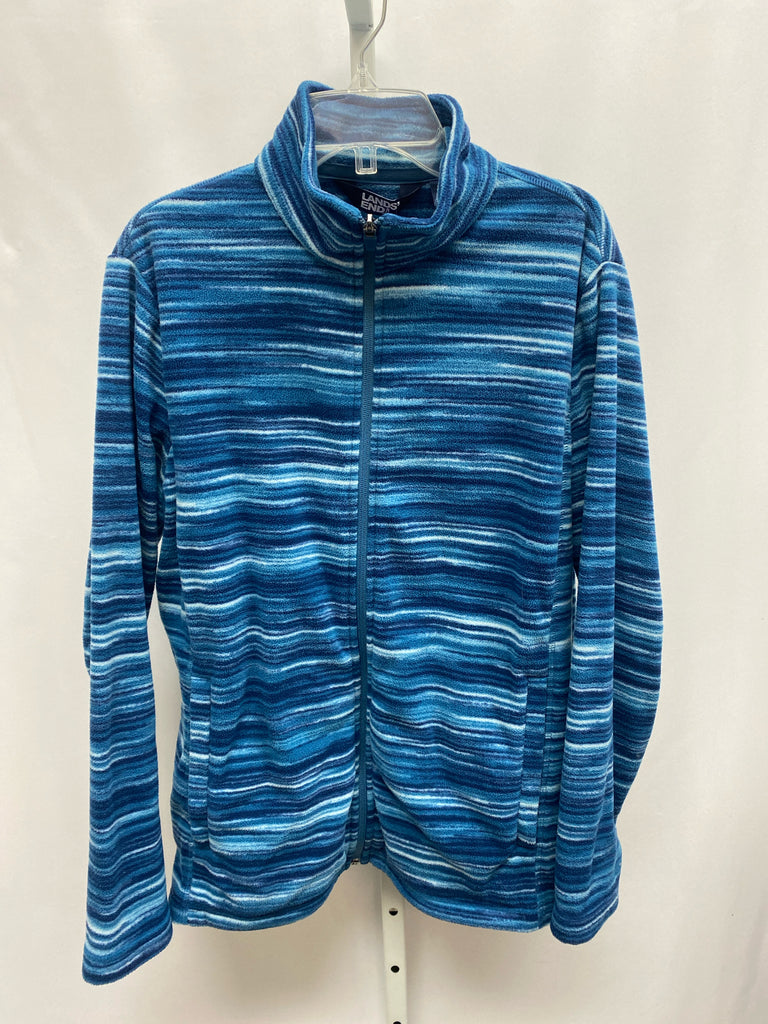 Lands End Size LP Blue Stripe Fleece