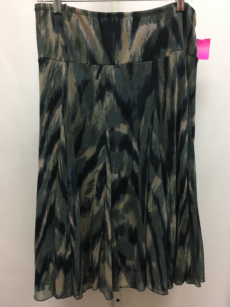 Size 16 Coldwater Creek Olive Print Skirt