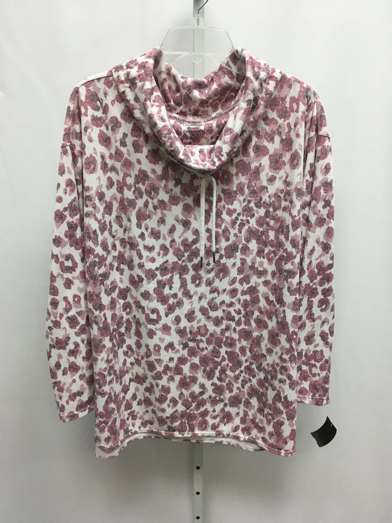 Calvin Klein Size 2X White Floral Long Sleeve Top