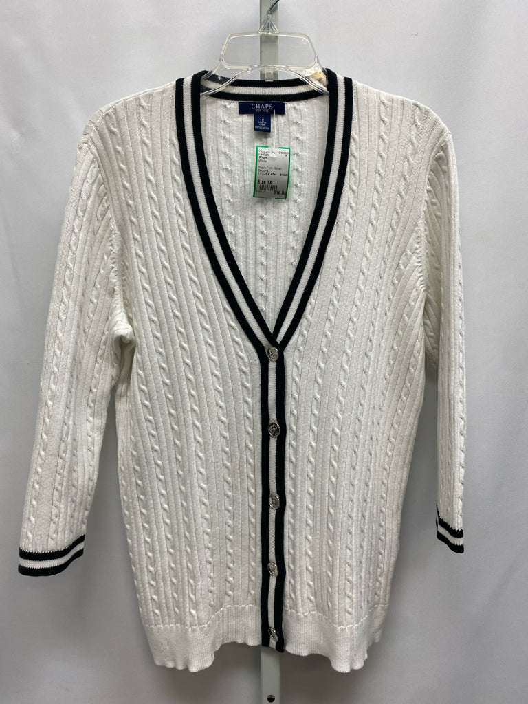 Chaps Size 1X White Cardigan