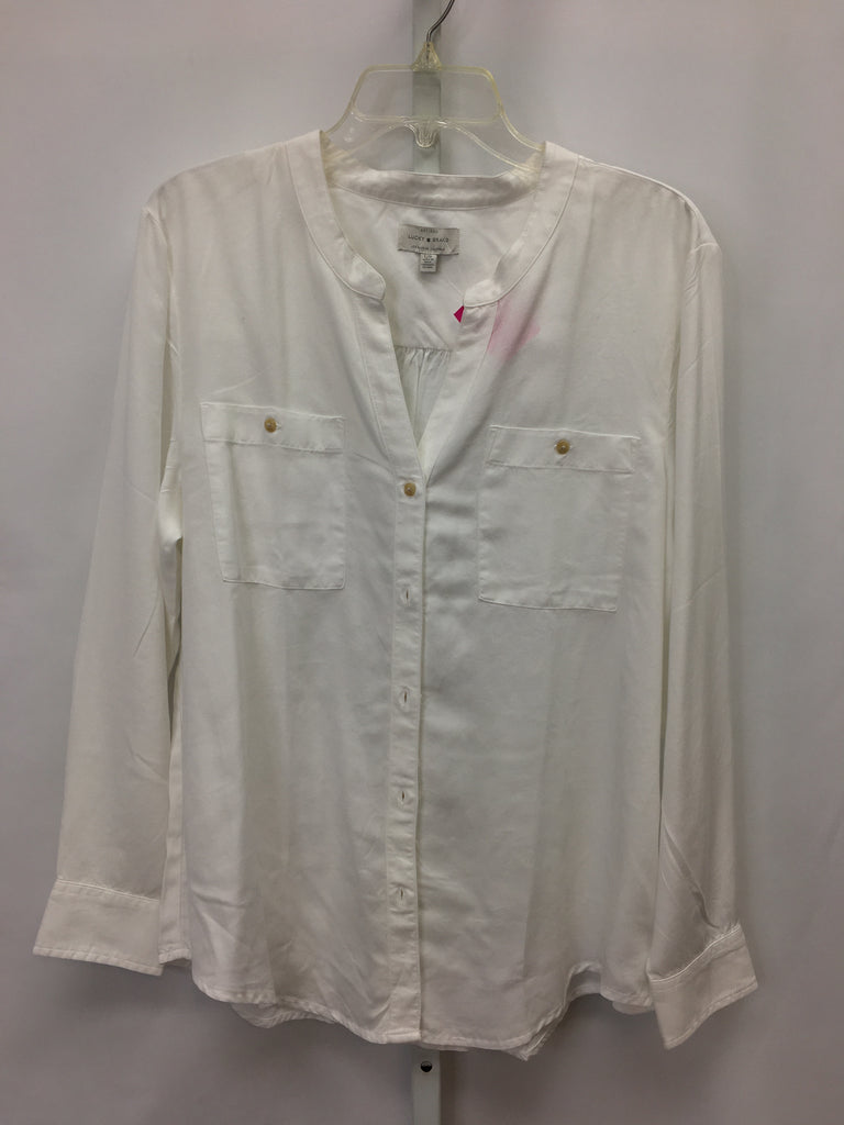 Lucky Brand Size Large White Long Sleeve Top