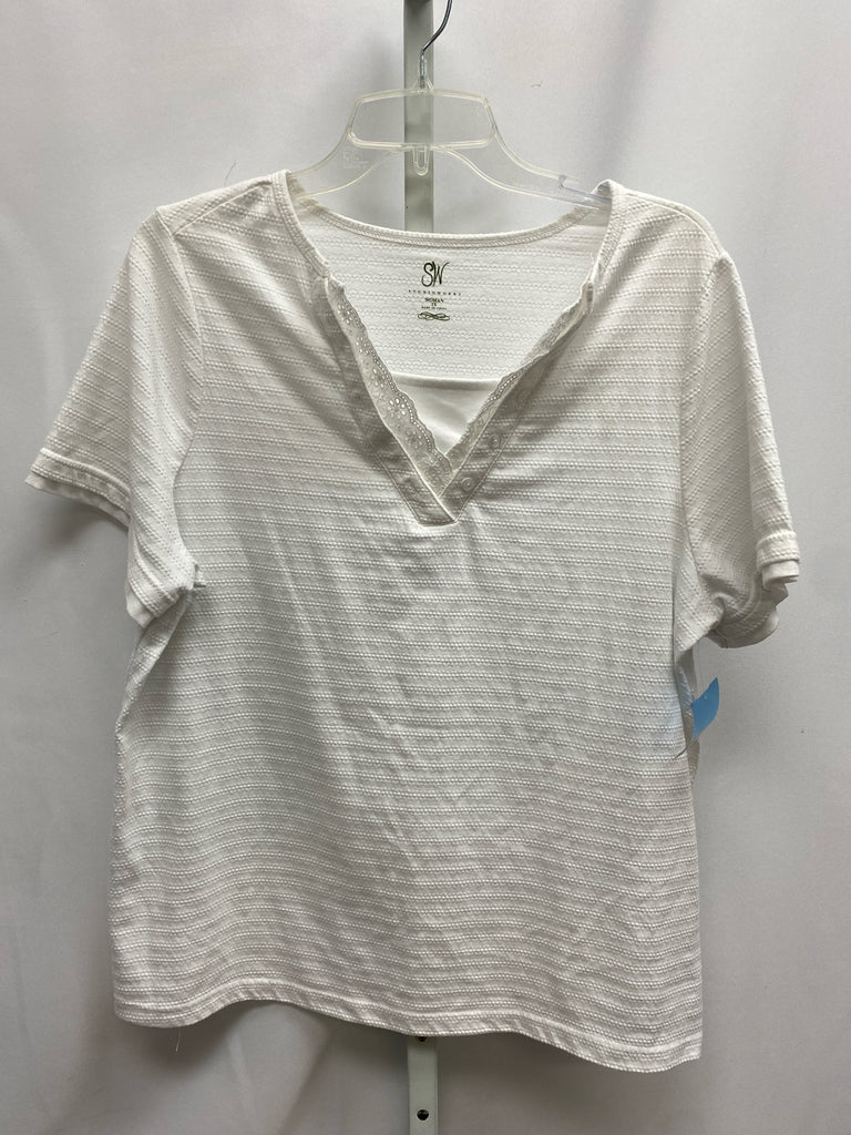 Studio Works Size 1X White Short Sleeve Top