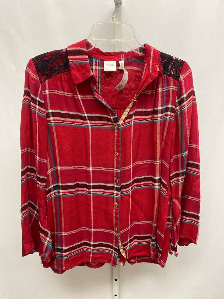 Rafaella Size Small Red Plaid Long Sleeve Top