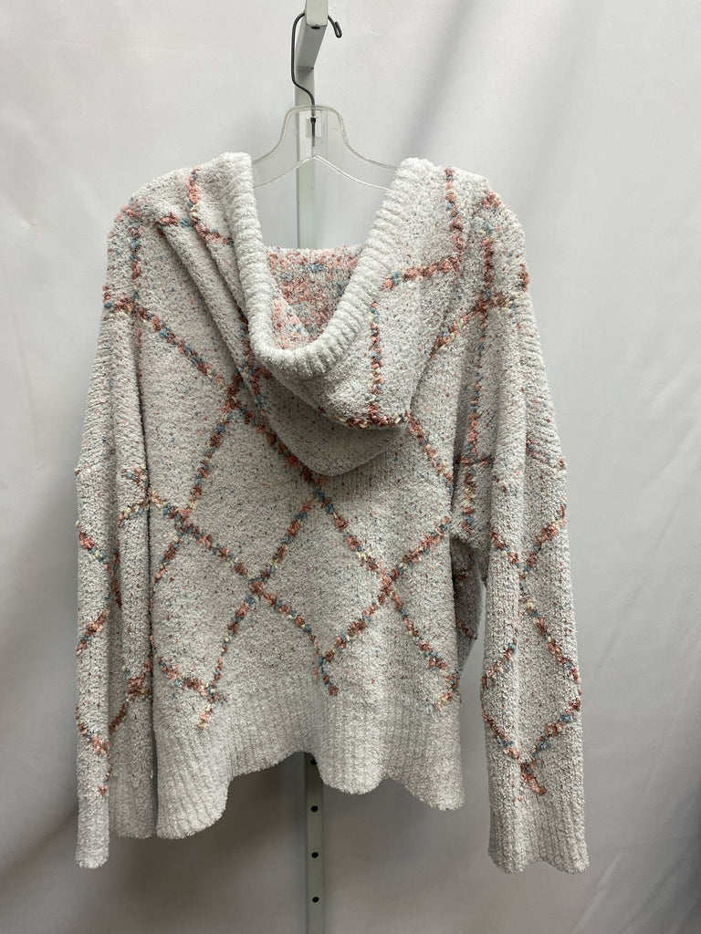 POL Size Large White Print Long Sleeve Sweater