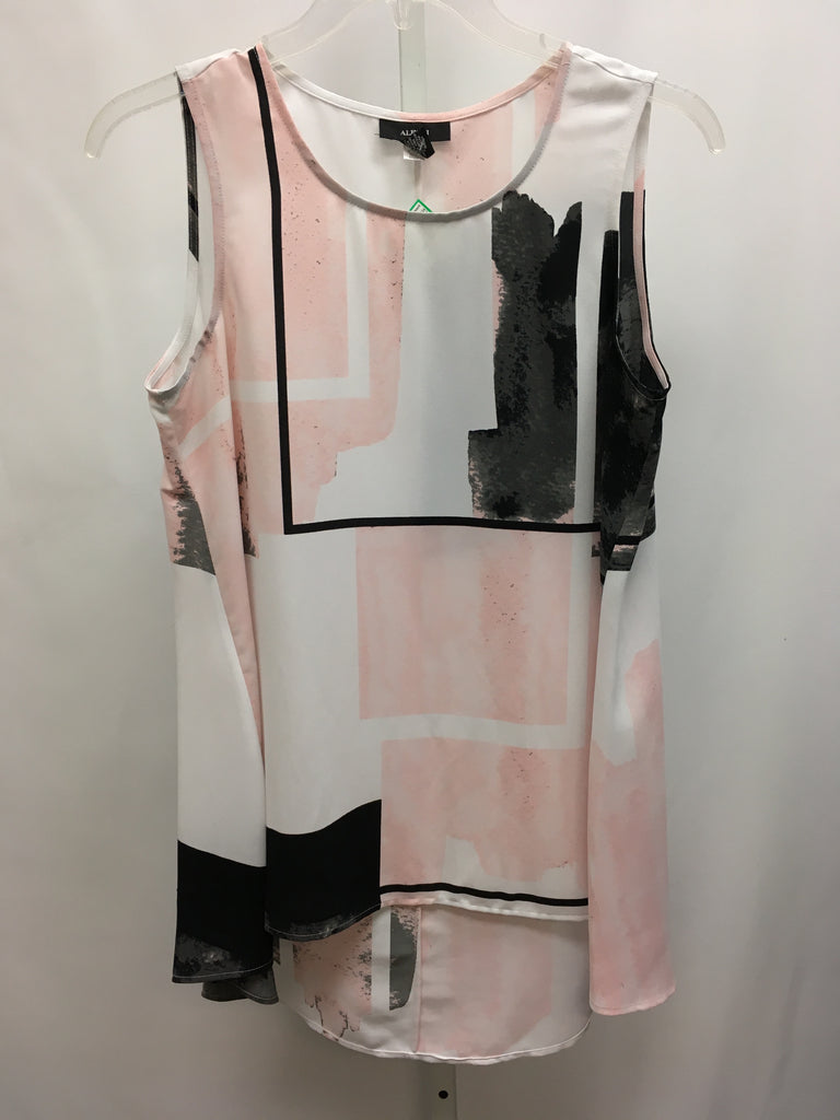 Alfani Size 10 White/Pink Sleeveless Top
