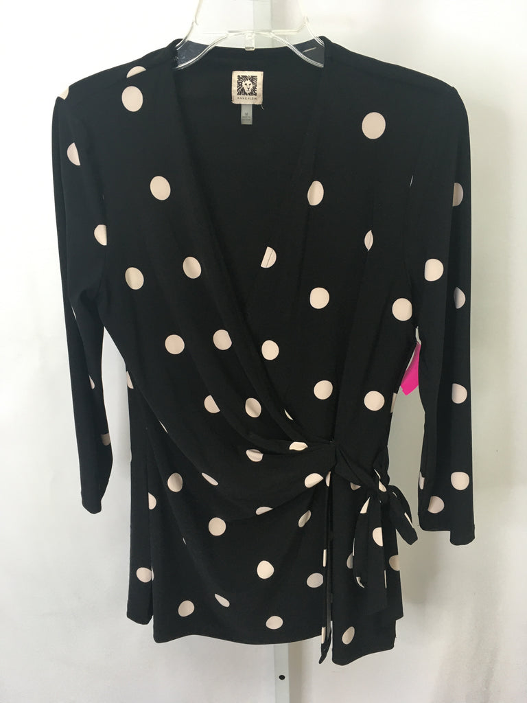 Anne Klein Size Medium Black/Tan 3/4 Sleeve Top