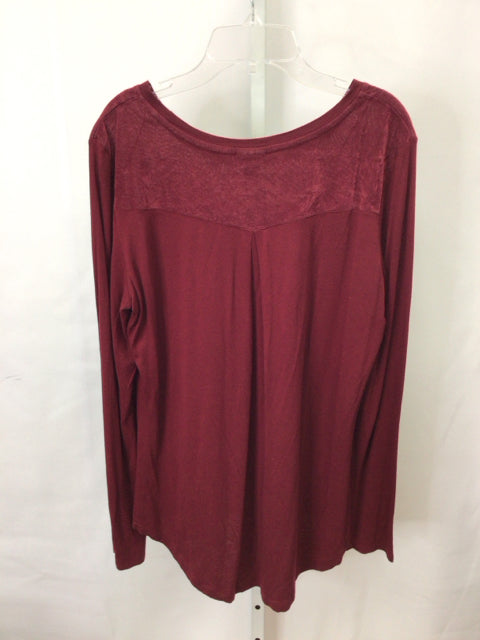 Willi Smith Size Large Burgundy Long Sleeve Top