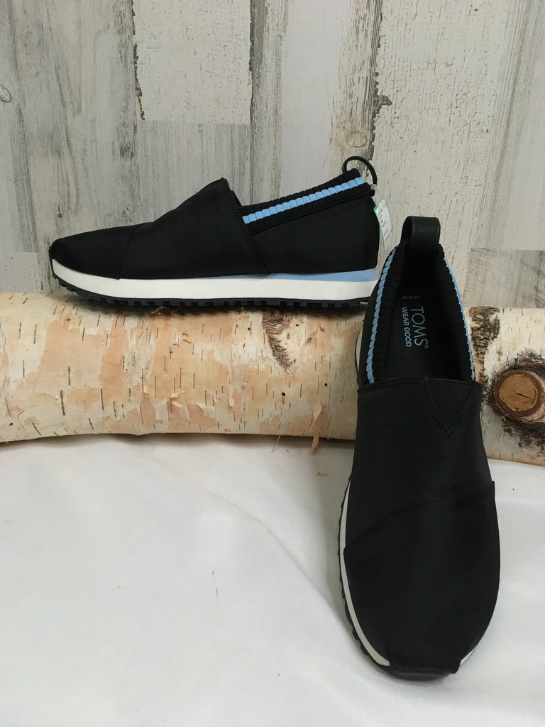 Toms Size 10 Black/Blue Slip-ons