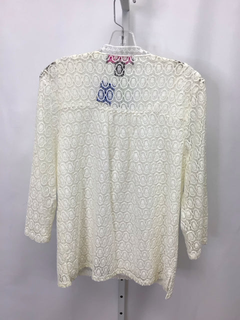Peck & Peck Size Large Cream Lace 3/4 Sleeve Top