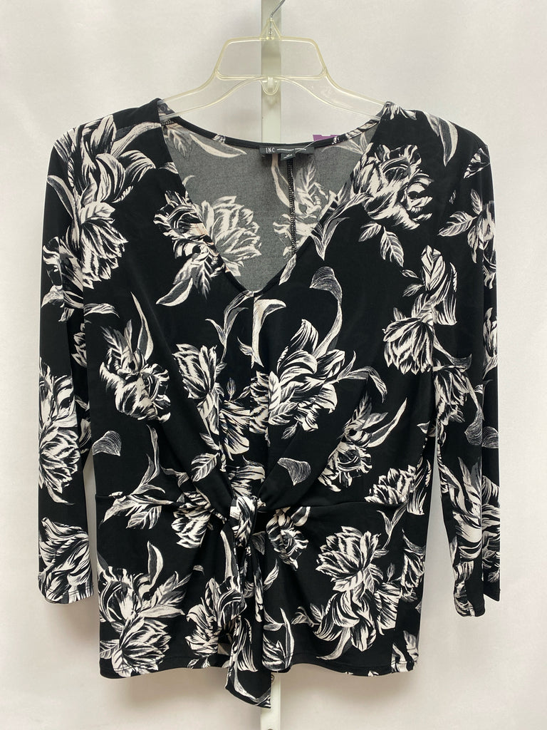 Inc Size Medium Black Floral Long Sleeve Top