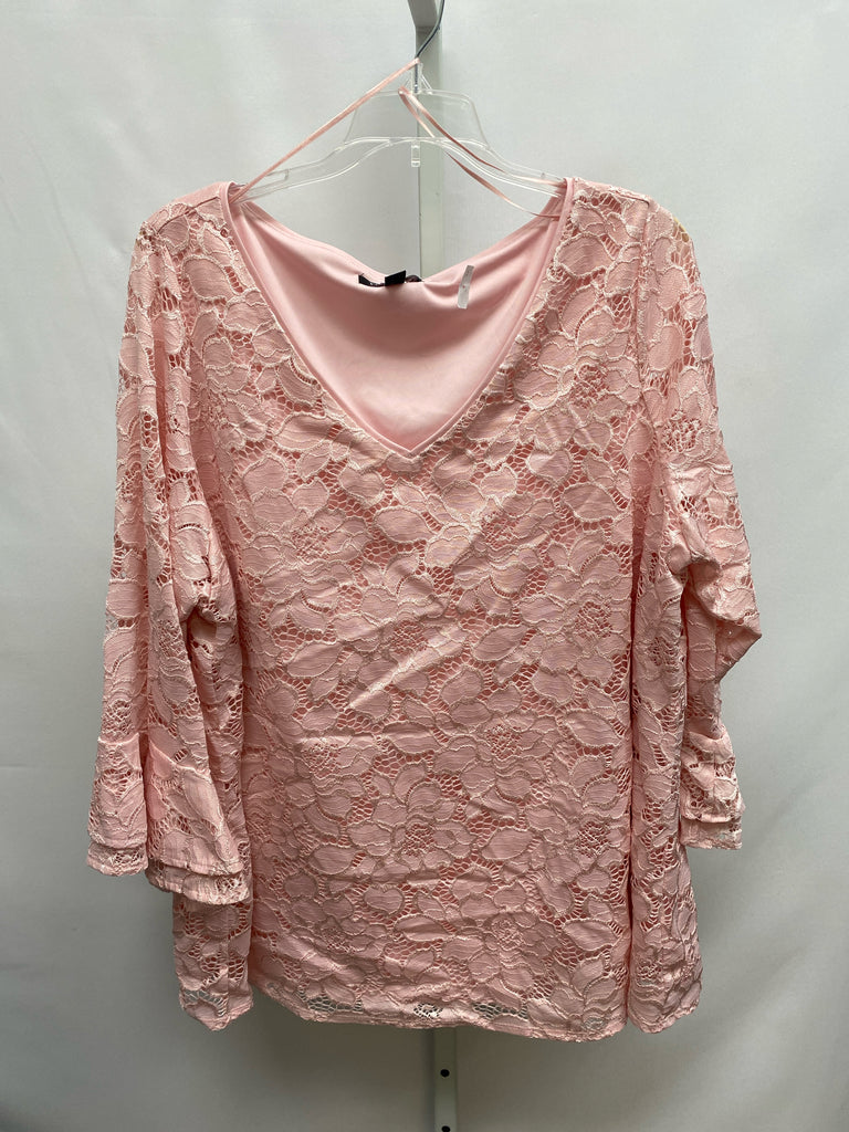 roz&ALI Size 3X Pink Long Sleeve Top