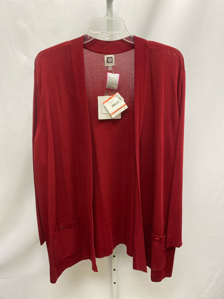 Anne Klein Size 3X Burgundy Cardigan