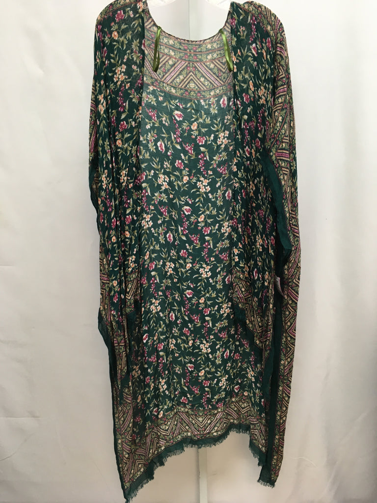 American Eagle Size One Size Green Floral Cardigan