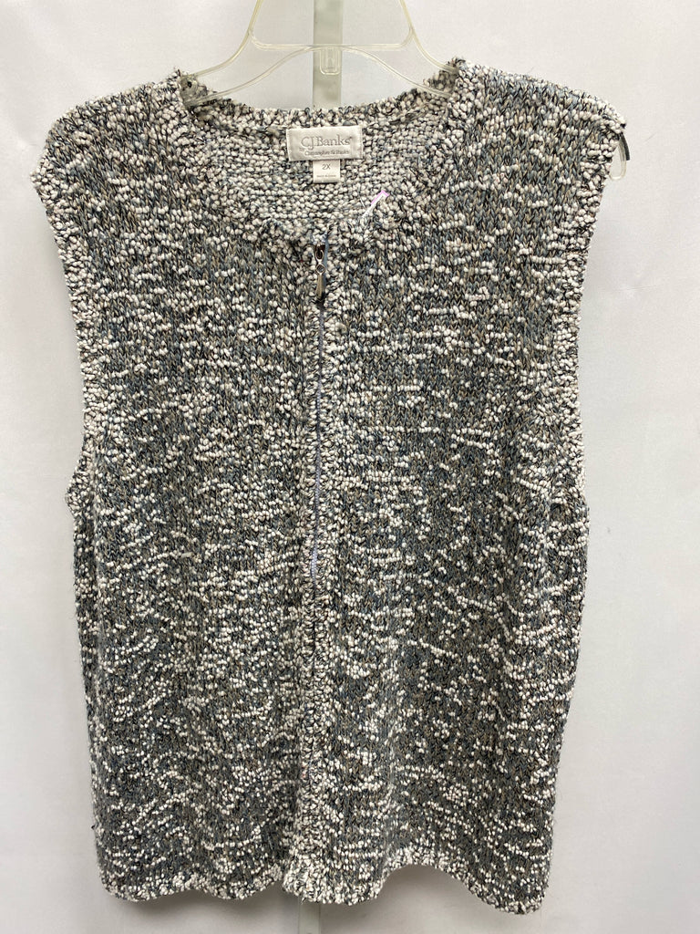 CJ Banks Size 2X Gray/White Vest/Top