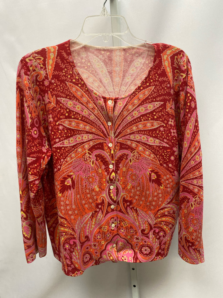 Talbots Size 1X Orange floral Cardigan