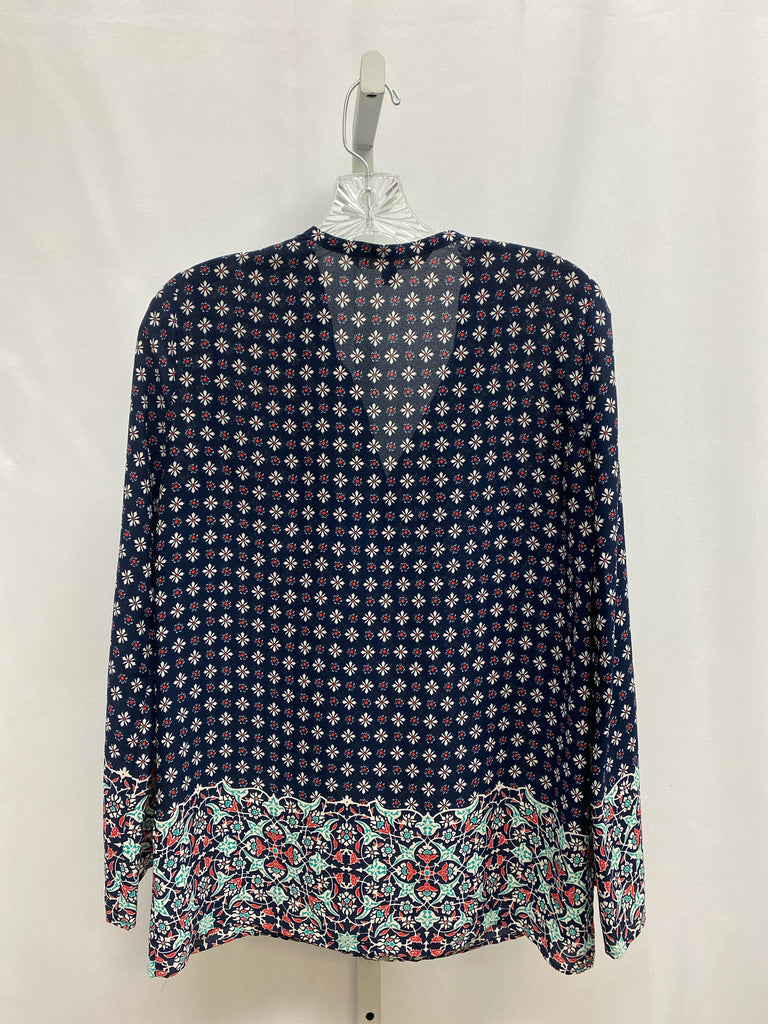 Max Studio Size XS Navy Floral Long Sleeve Top