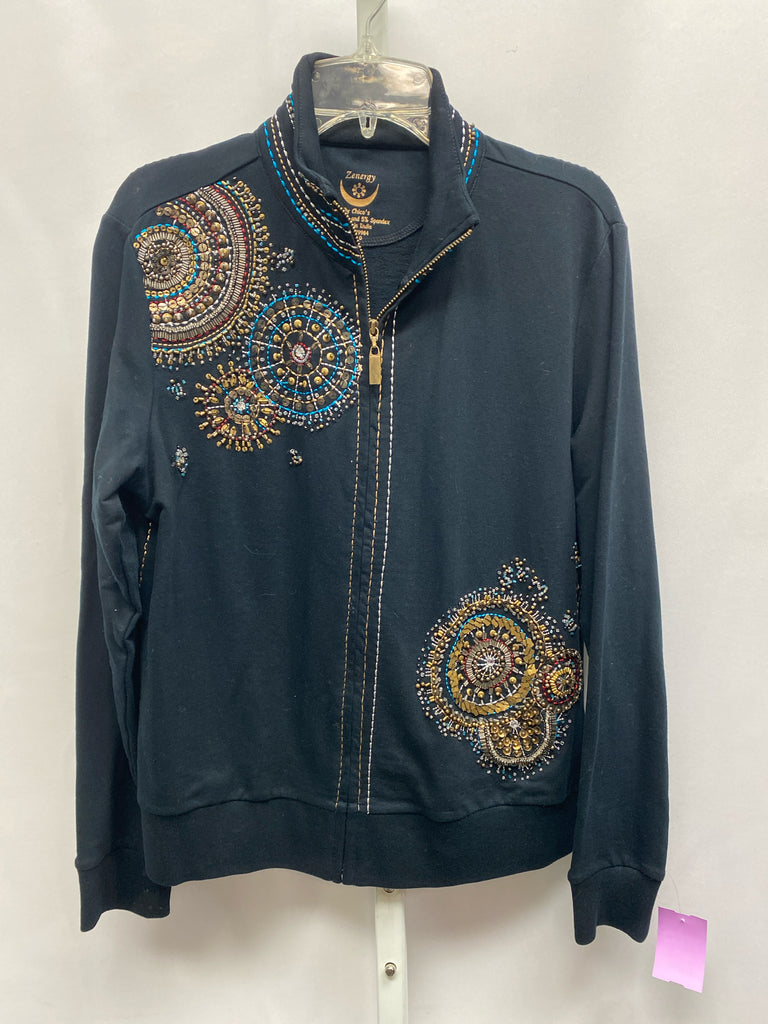 Chico's Size Chico's 0 (S) Black Print Jacket/Top