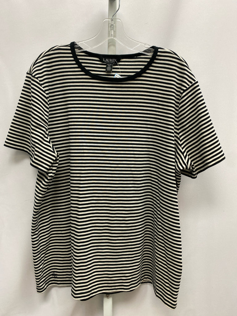 lauren Size 2X Black/Cream Short Sleeve Top