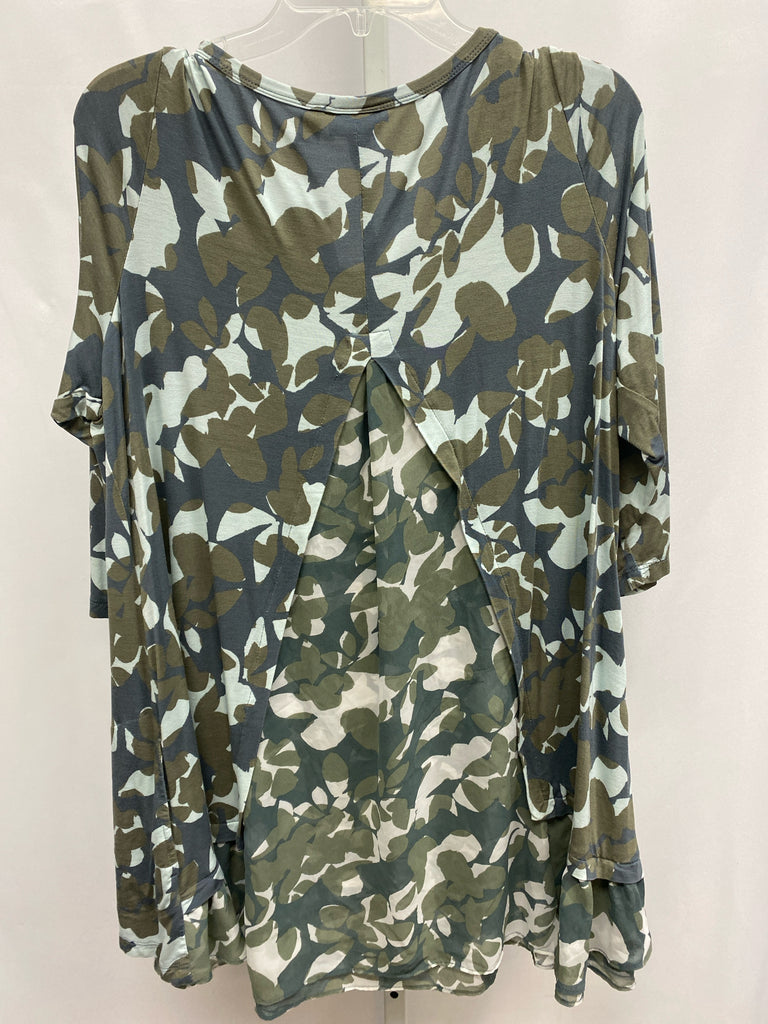 LOGO Size 1X Olive Print 3/4 Sleeve Tunic