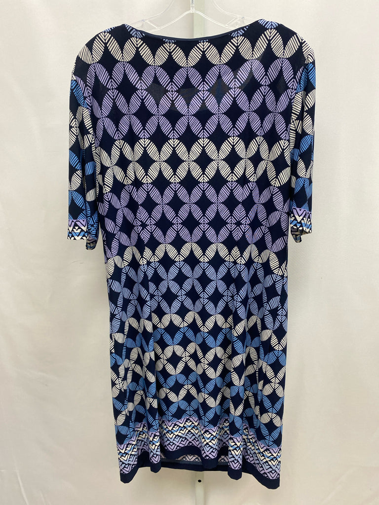 Size 16 R & K Blue Print Short Sleeve Dress