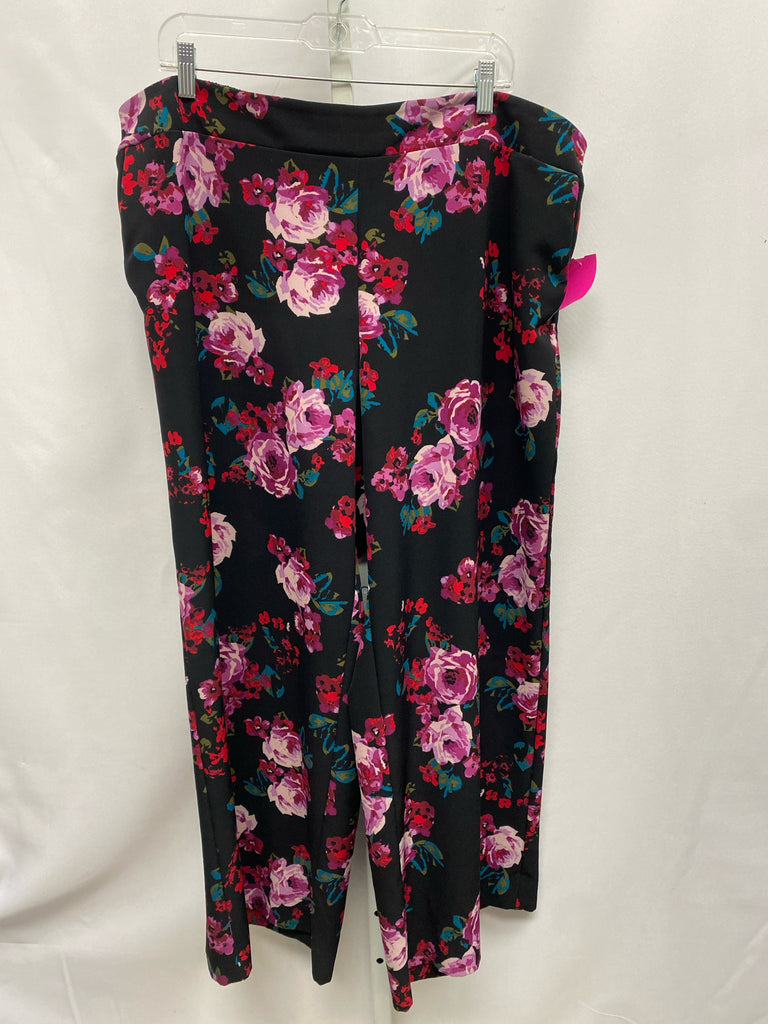 Lane Bryant Size 22/24 Black Floral Pants