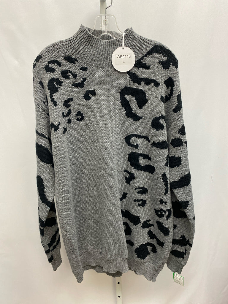 Size Large Gray Animal Sweater Dress