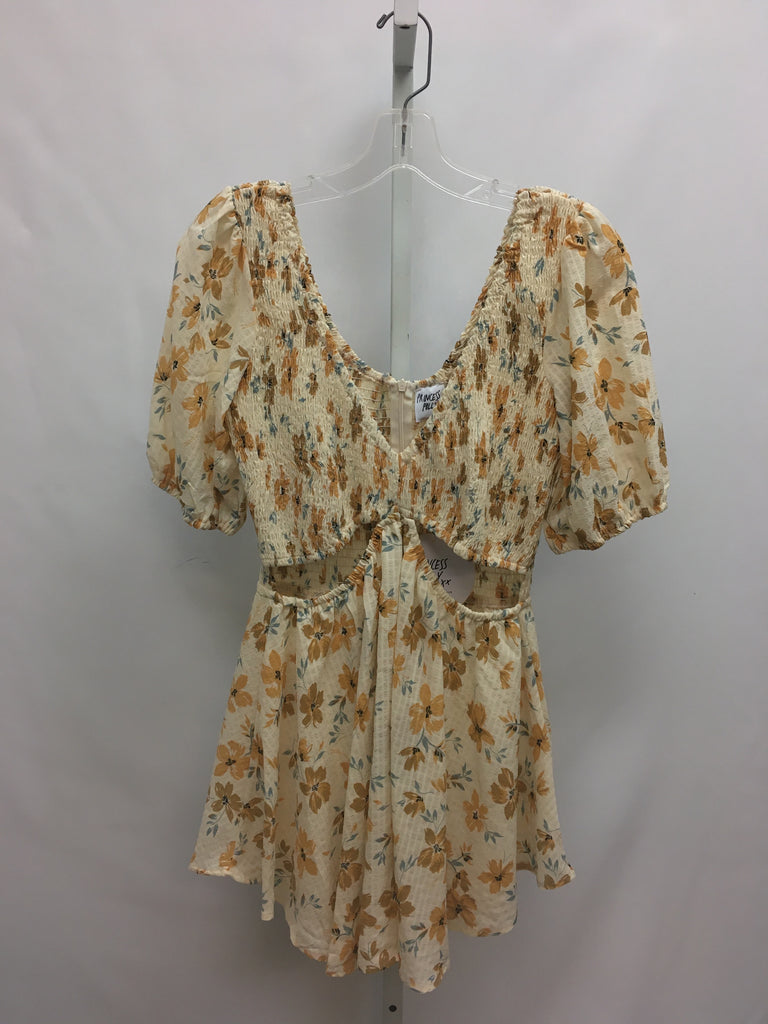 Princess Polly Size 8 Yellow Floral Short Sleeve Dress