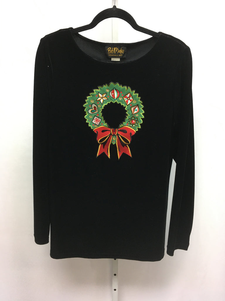 Bob Mackie Size Medium Black Holiday Themed Top