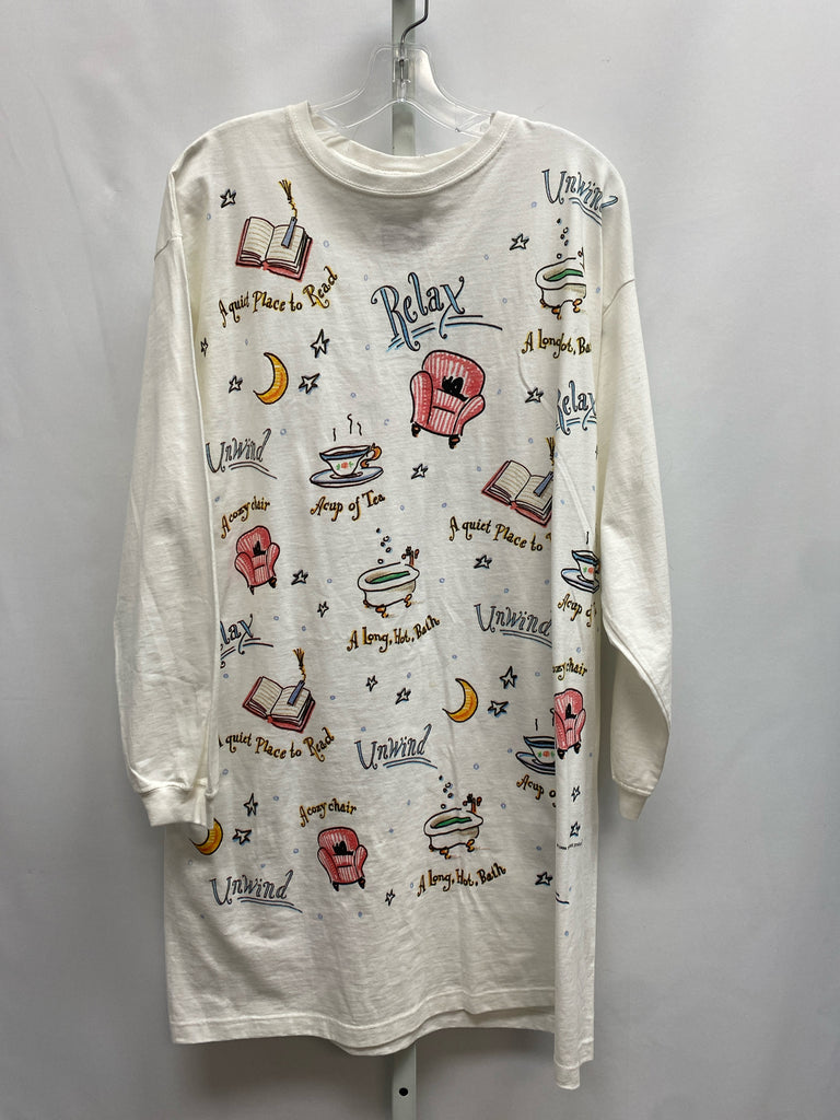 relevant Size One Size White Print Pajamas