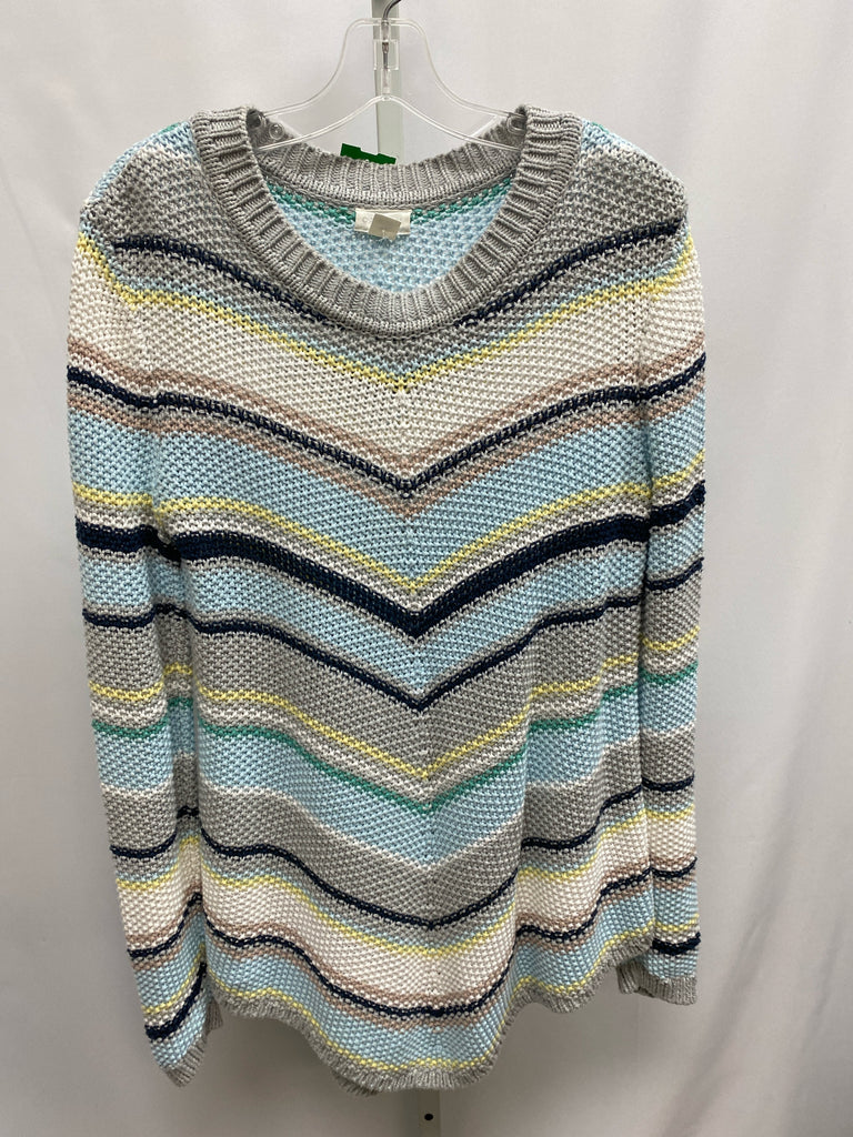 Caslon Size Medium Gray Stripe Long Sleeve Sweater