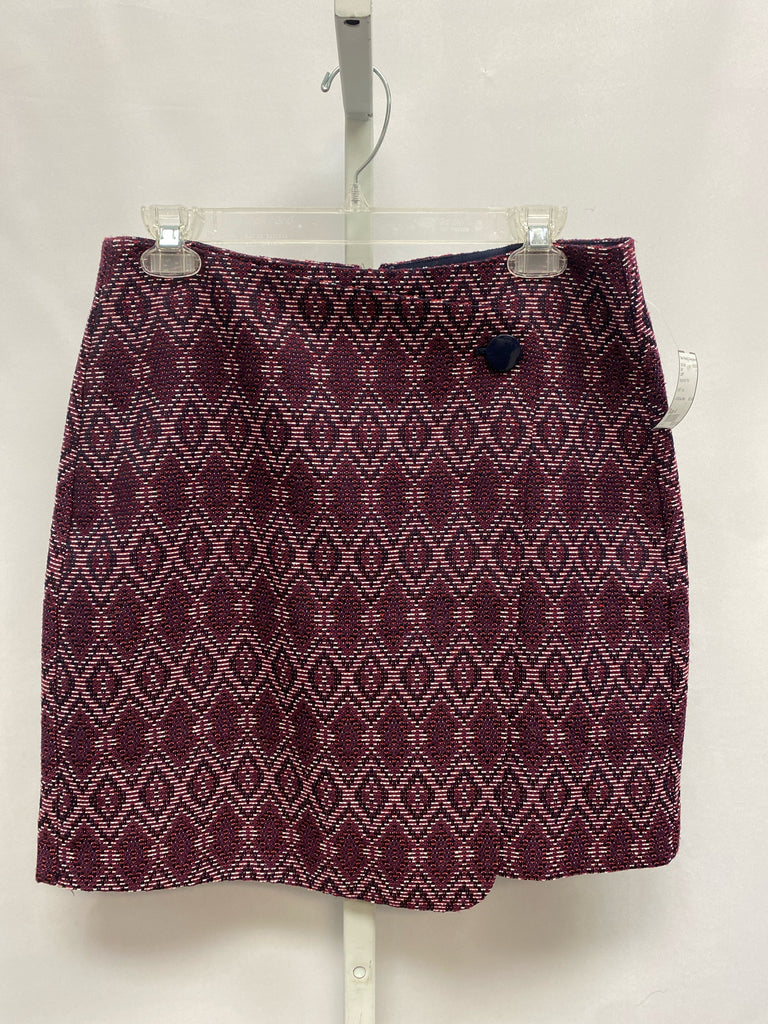 LOFT Size 4 Burgundy Print Skirt