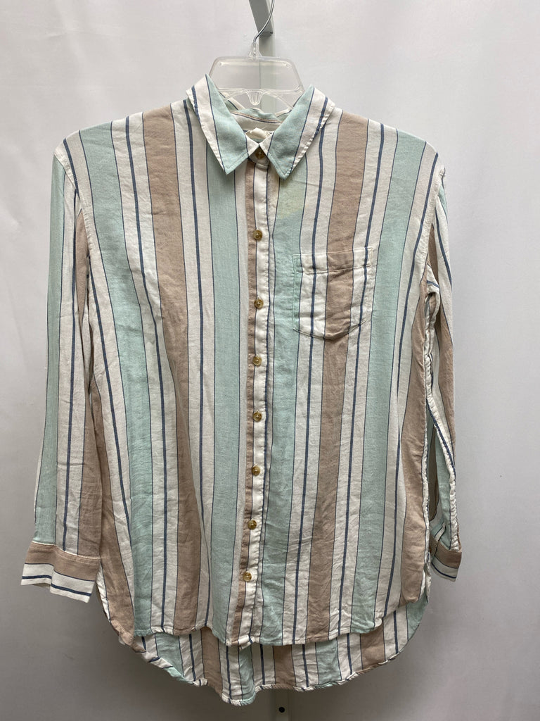 Caslon Size Small White Stripe Long Sleeve Top