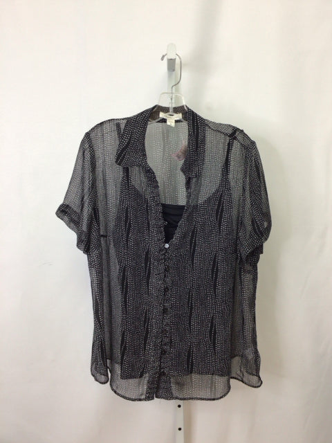 Coldwater Creek Size 1X Black/Gray Short Sleeve Top