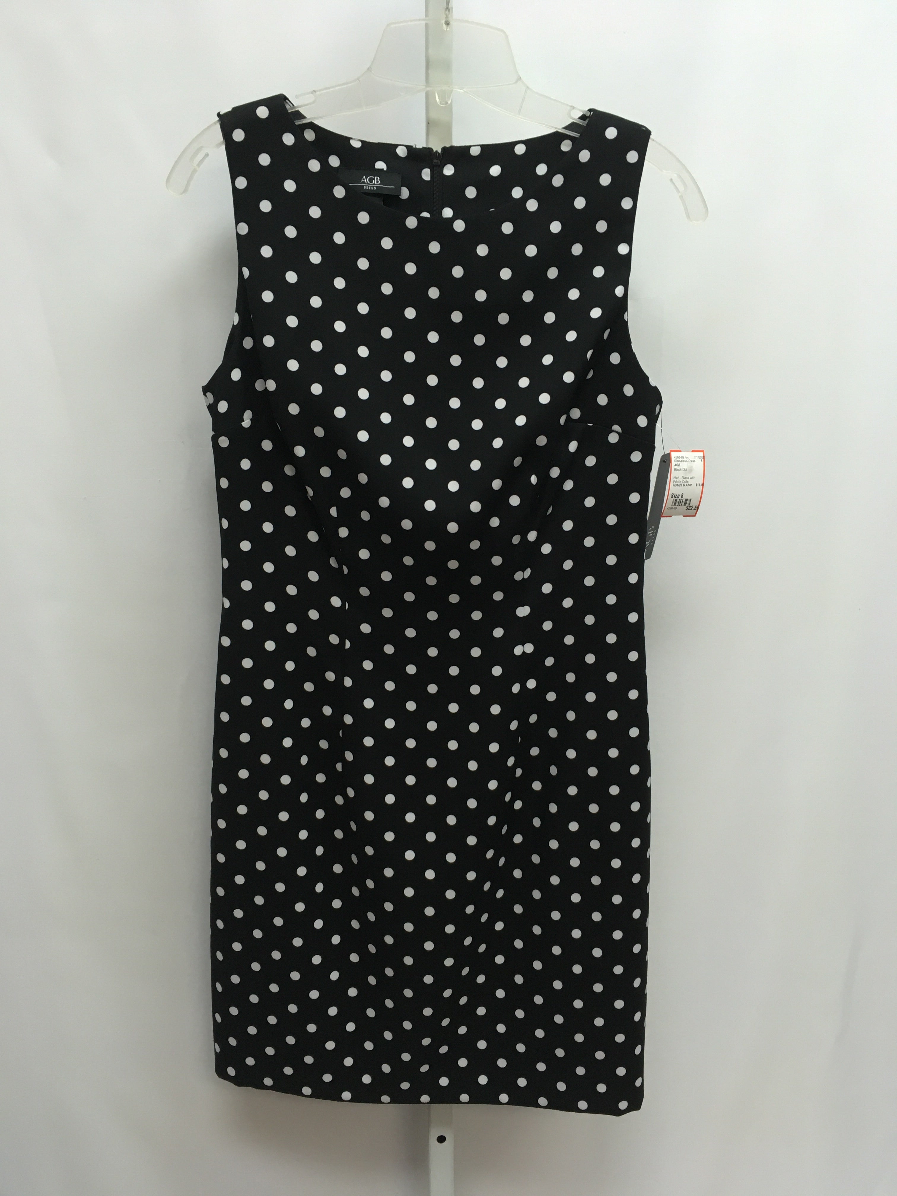 AGB Size 8 Black Dot Sleeveless Dress