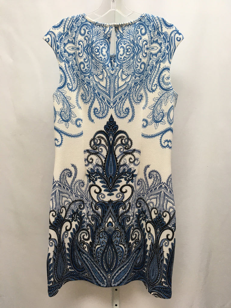 Size 12 London Times White/blue Short Sleeve Dress