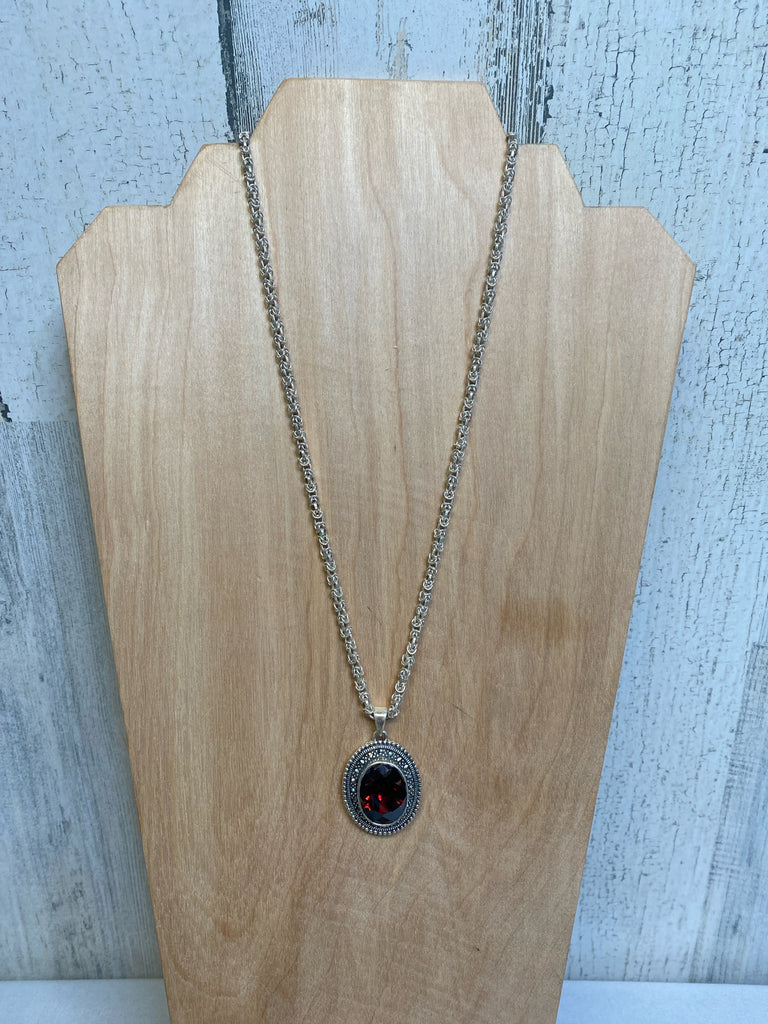 Silver/Red Sterling Silver Necklace