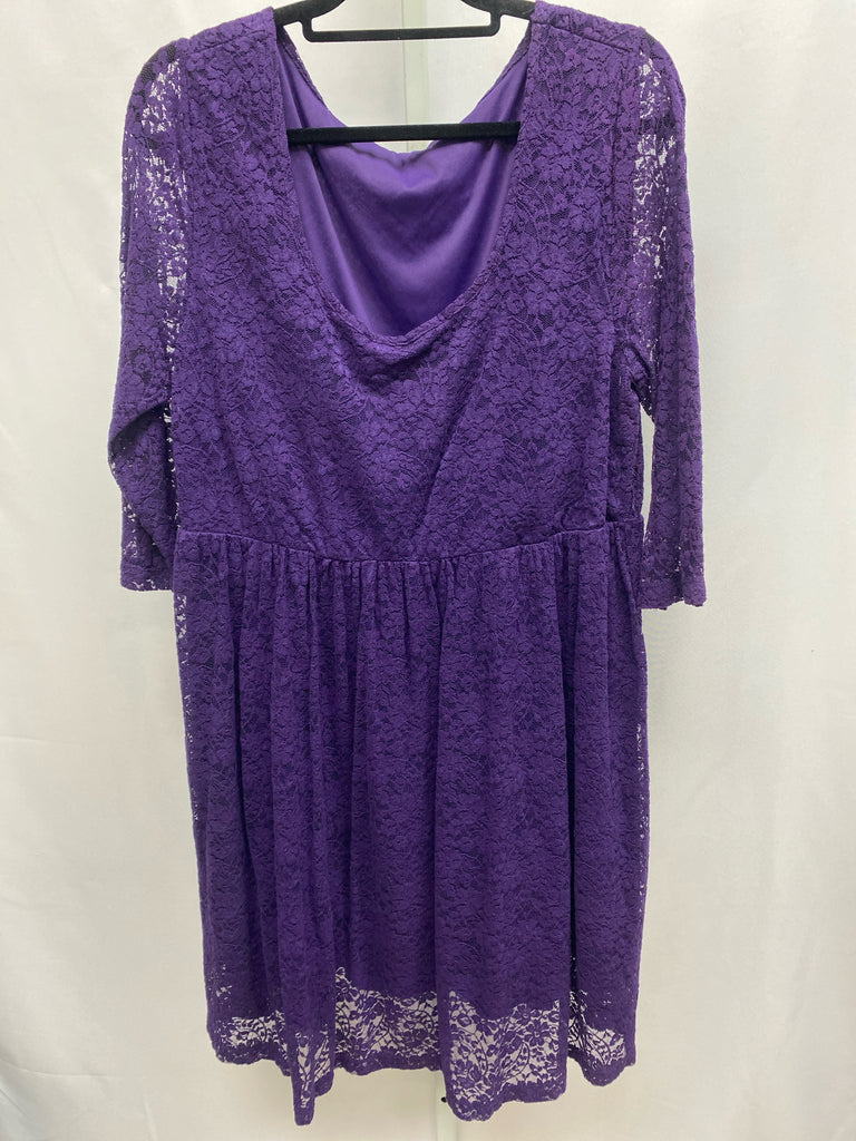 Size 2X Torrid Purple Lace 3/4 Sleeve Dress