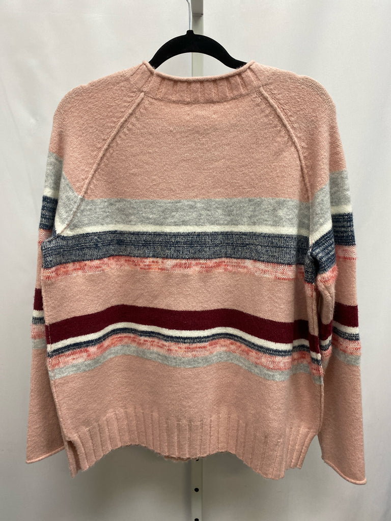 Caslon Size Large Pink Stripe Long Sleeve Sweater