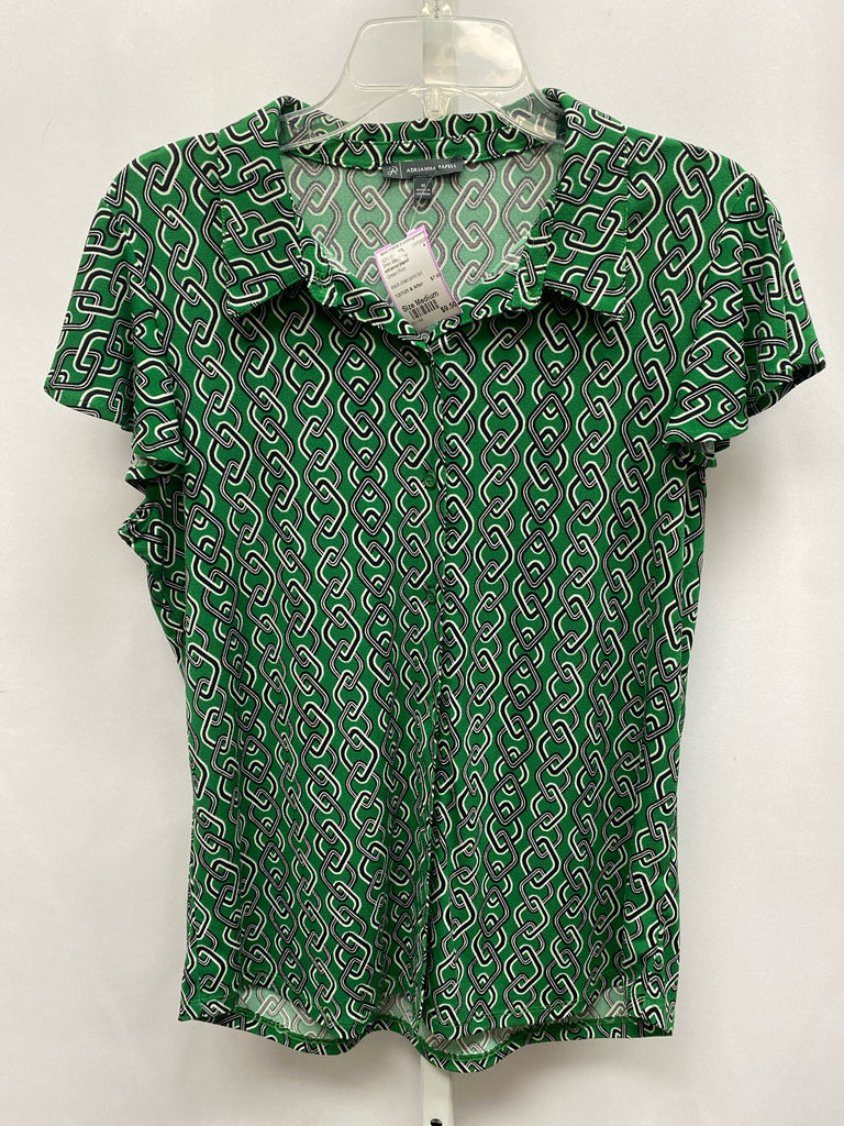 adrianna papell Size Medium Green Print Short Sleeve Top