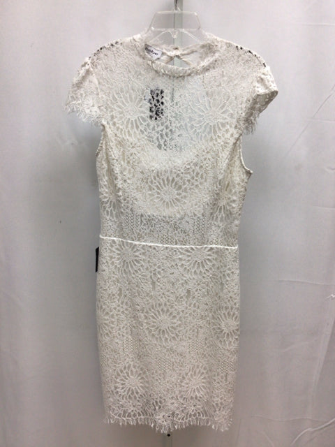 Size 12 bebe White Lacey Short Sleeve Dress