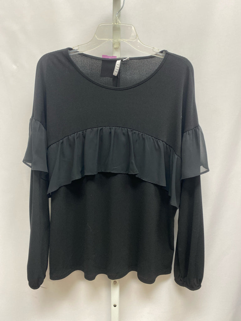 Elle Size Large Black Long Sleeve Top